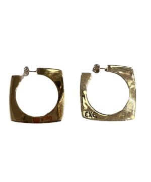 Gold Plated Earrings Open Square Hoops